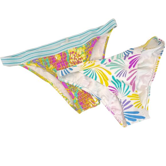 Lot of 2 Lands' End Low Waist Bikini Bottoms Size S Multicolor Swim Beach Summer - Picture 1 of 7